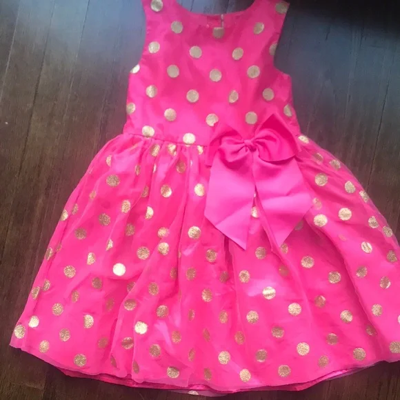 H&M | Dresses | Pink And Gold Polka Dot Party Dress | Poshmark